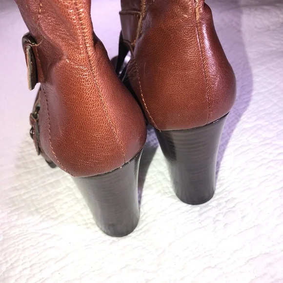 NINE WEST Millicento Brown Leather heeled boots 9 - Picture 7 of 13